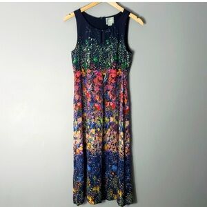 Maeve Anthropologie Larkspur Floral Silk Dress Size 6